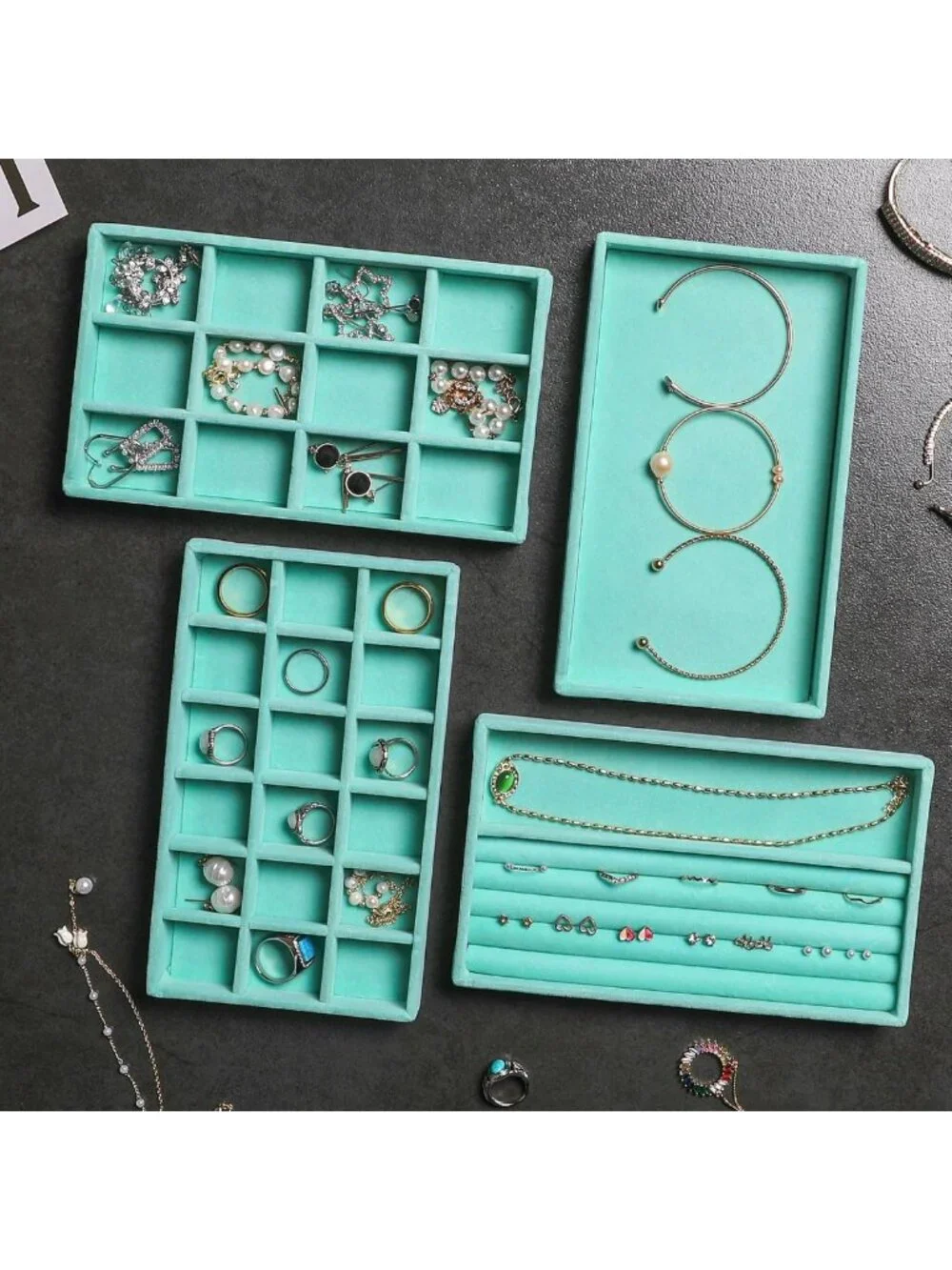 Jewelry Organizer Set of 9 - Stylish Drawer Trays for Storage & Display
